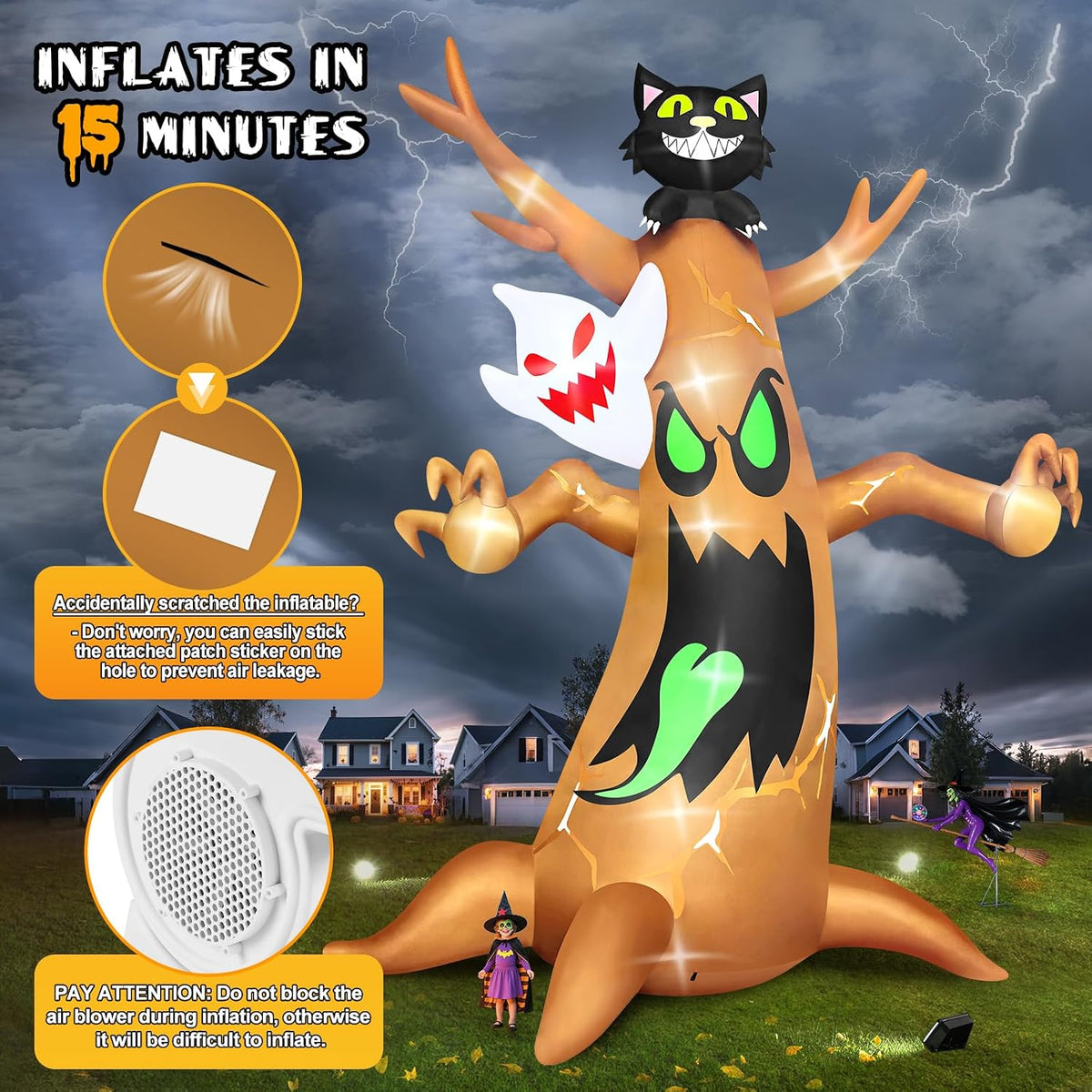 20FT Halloween Inflatables Outdoor, Kalolary Giant Ghost Tree Inflatable