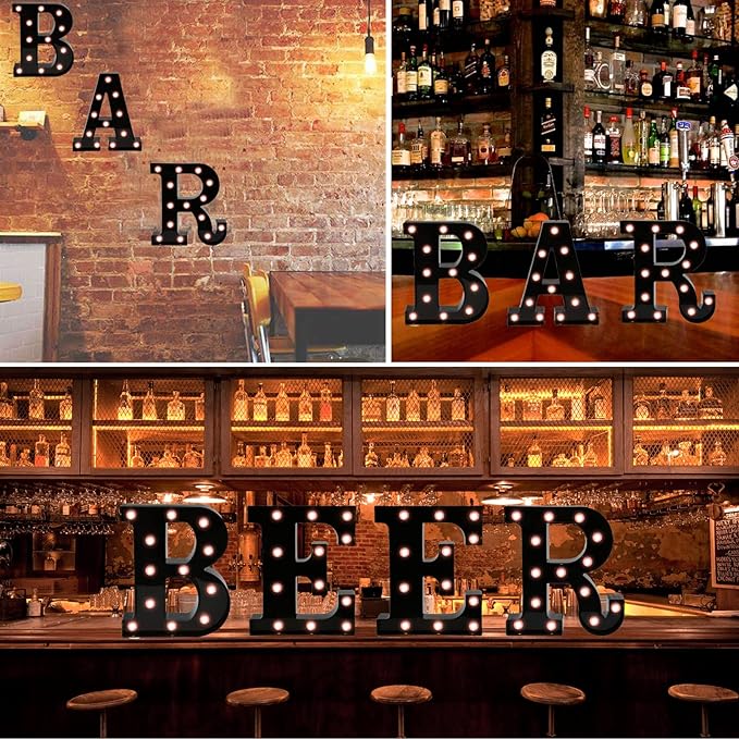 OYCBUZO Light Up Black Alphabet Marquee Letters Sign LED Marquee Number Lights Sign for Night Light Home Bar Christmas Lamp Birthday Wedding Party Decoration C