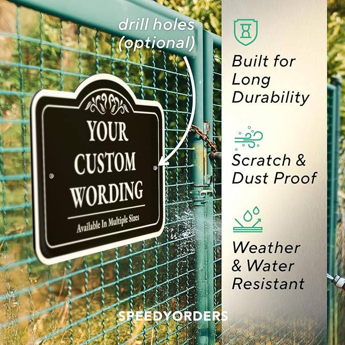 Custom Decorative Outdoor Metal Sign - Personalized Aluminum Driveway Sign, Waterproof, Made in USA - Design 1 Black Charcoal 24x18 In