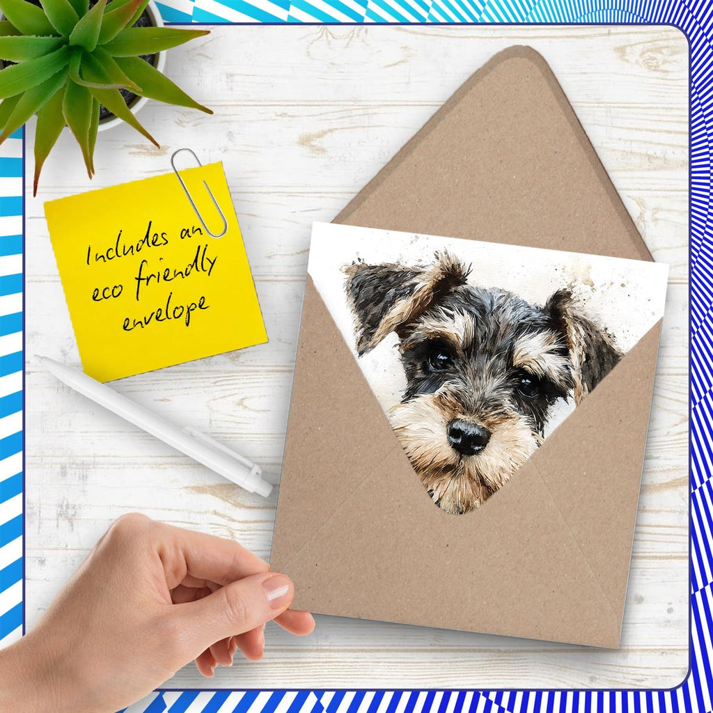 Miniature Schnauzer Birthday Card for Men Women - Dog Breeds - Happy Birthday Card for Nanny Sister Aunt Daughter, 5.7 Inch Bday Greeting Cards