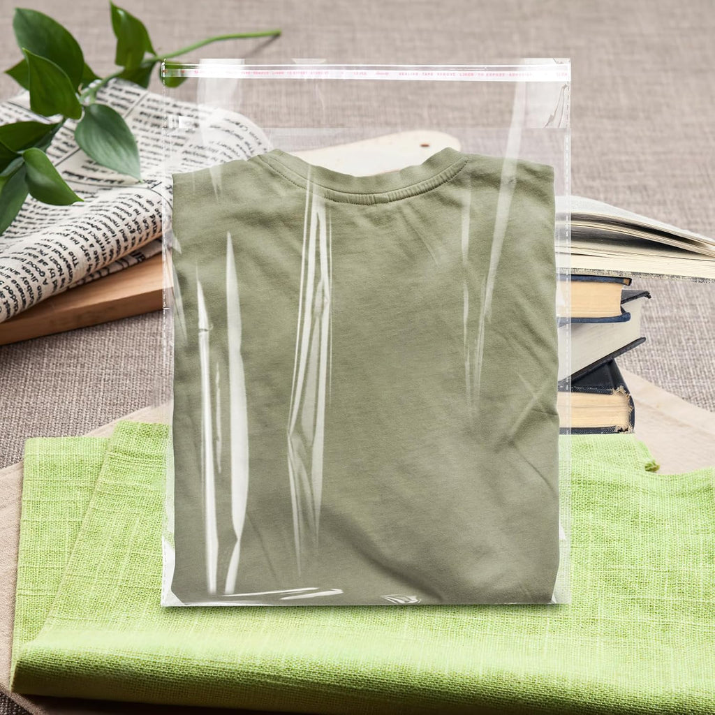 70 Pack 12x16" Clear Cellophane Bags, Transparent Plastic Bags for Shirts, Gift Wrapping, Party Favors & Artwork