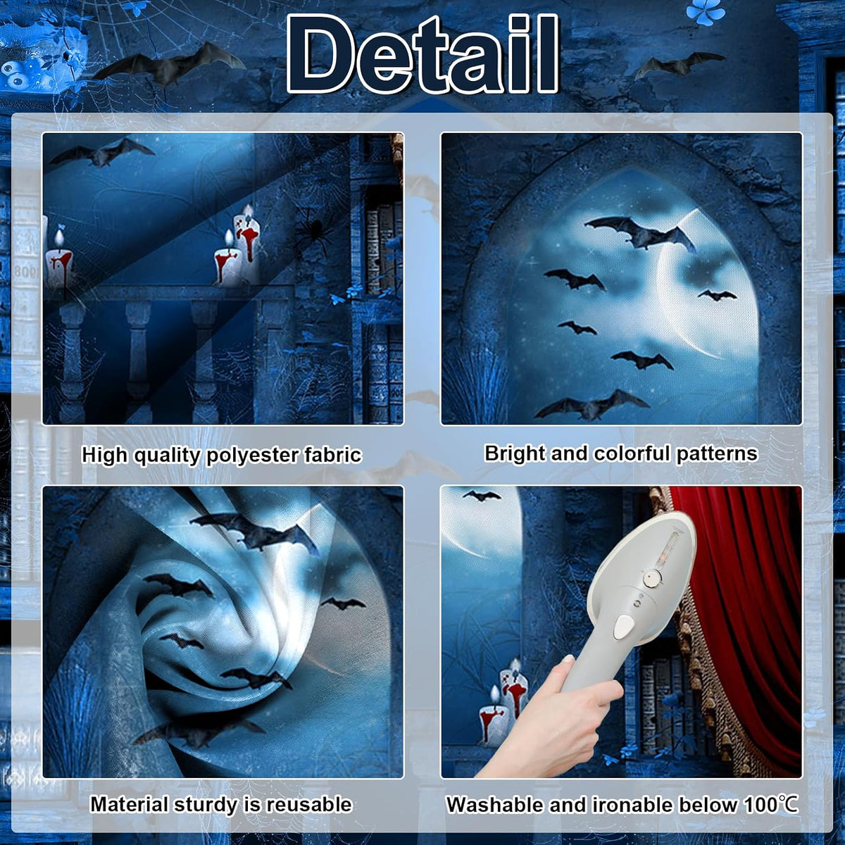 Avezano 10x7ft Halloween Backdrop Spooky Medieval Vampire Photo Background