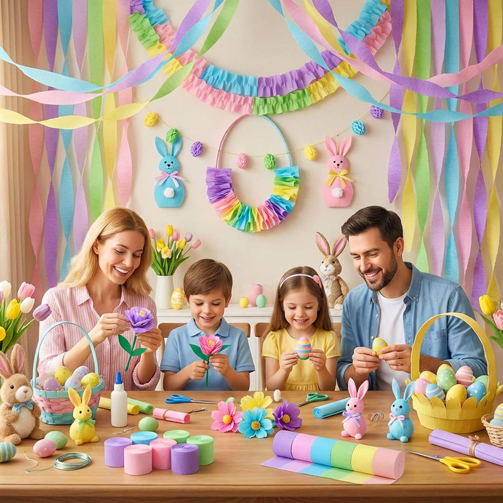 KOOGEL 12 Rolls Pastel Macaron Crepe Paper Streamers, 1.8 in X 82 FT | Each Soft Color Decorations for Baby Shower, Spring Party, Wedding, Easter, Birthday & Piñata Making
