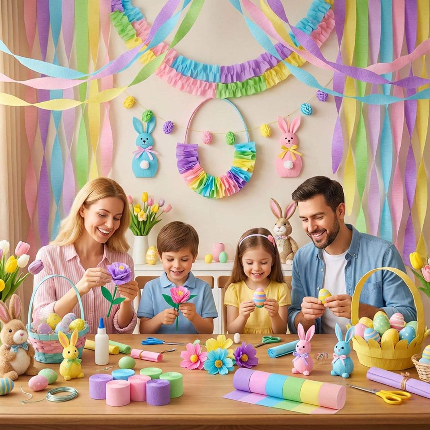 KOOGEL 12 Rolls Pastel Macaron Crepe Paper Streamers, 1.8 in X 82 FT | Each Soft Color Decorations for Baby Shower, Spring Party, Wedding, Easter, Birthday & Piñata Making