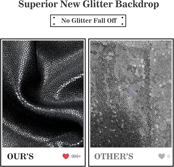 Outpain Thick 10 ft x 10 ft Black Sequin Backdrop Curtain for Parties, Wrinkle Free Glitter Photo Backdrop Drapes 2 Panels 5x10ft Black Back Drop Cloth for Wedding Christmas Photography Background