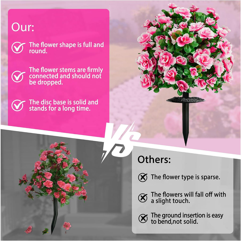 fake outdoor flowers, artificial plants with ground spike showing dimensions