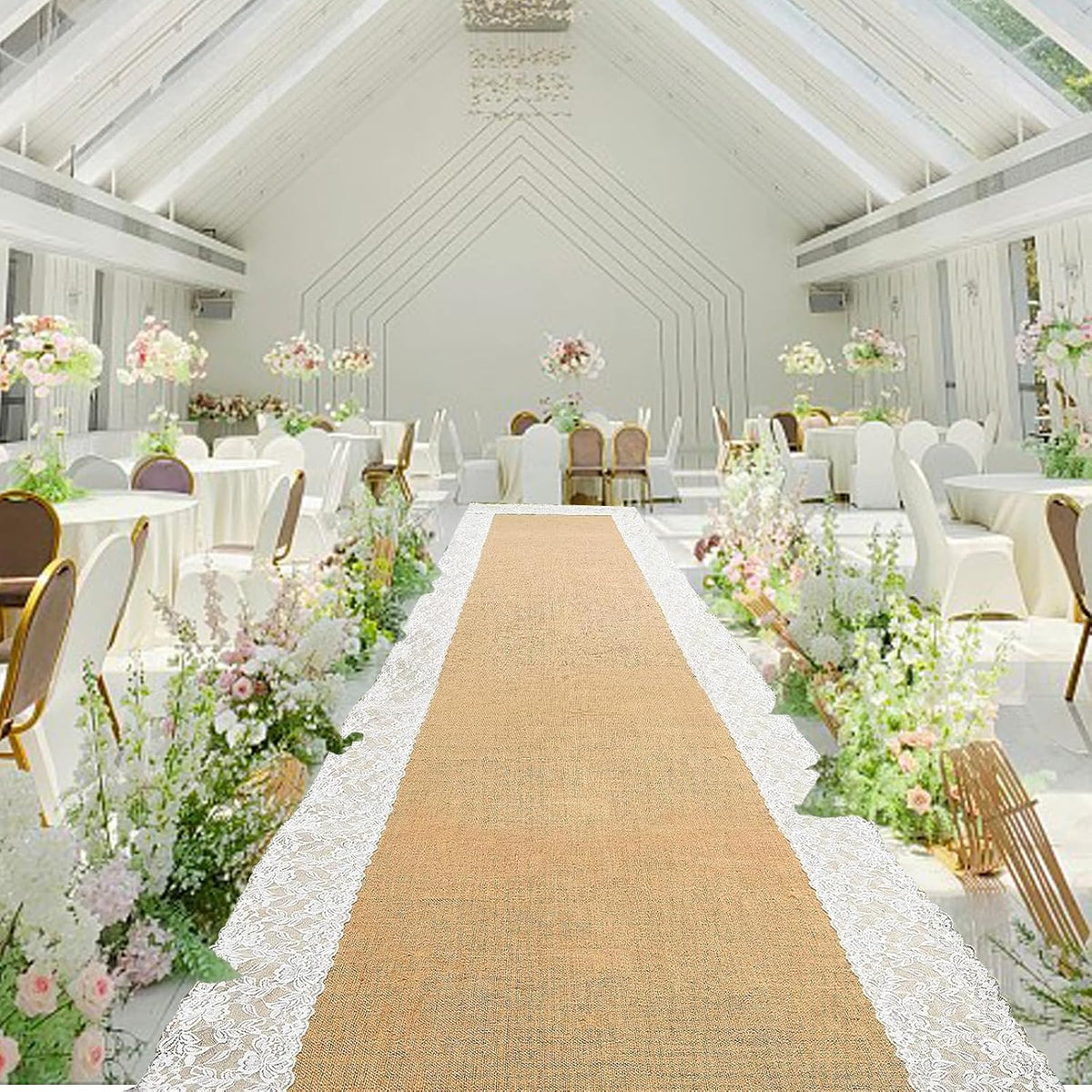 Burlap Aisle Runner for Wedding Ceremony, 2ft x 30ft