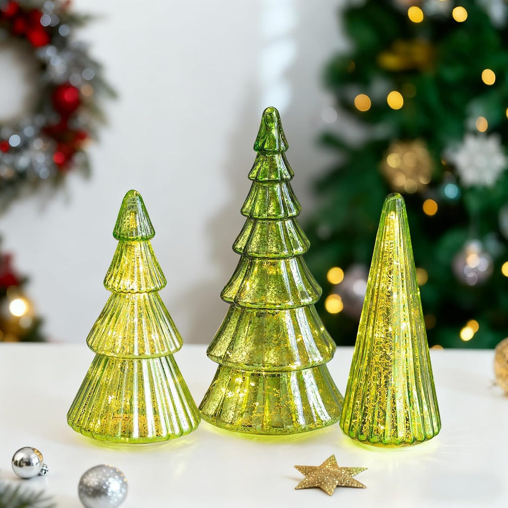 glasseam mercury glass christmas tree: set of 3, main product view