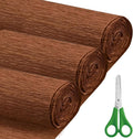 Crepe Paper Roll (17Inch x 8.2ft),3Rolls,Crepe Paper,DIY Gift Color Paper Flowers Set for Mother's Day, Valentine's Day, Birthday and Wedding Decoration Flowers Making (Brown)