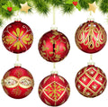 GlikCeil 6 Pcs 3.15 Inch Glass Luxury Christmas Ball Red and Gold Ball Ornaments Glass Christmas Tree Decorations Luxury Hanging Ornaments for Xmas Tree Party Holiday Decor