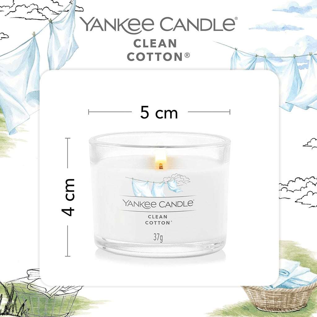 Yankee Candle Scented Candles Gift Set, Clean Cotton Filled Votive Candles, Soy Blend Wax Mix, 3 Count