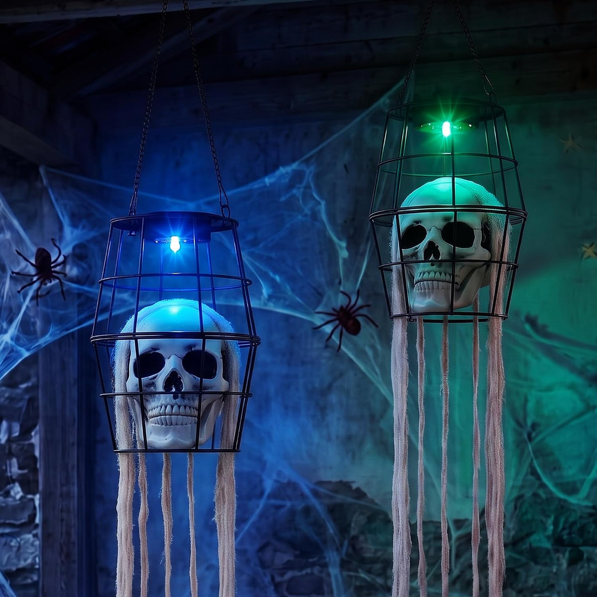 2PCS Solar Skeleton Halloween Lights, LED Color Changing Halloween Decoration...