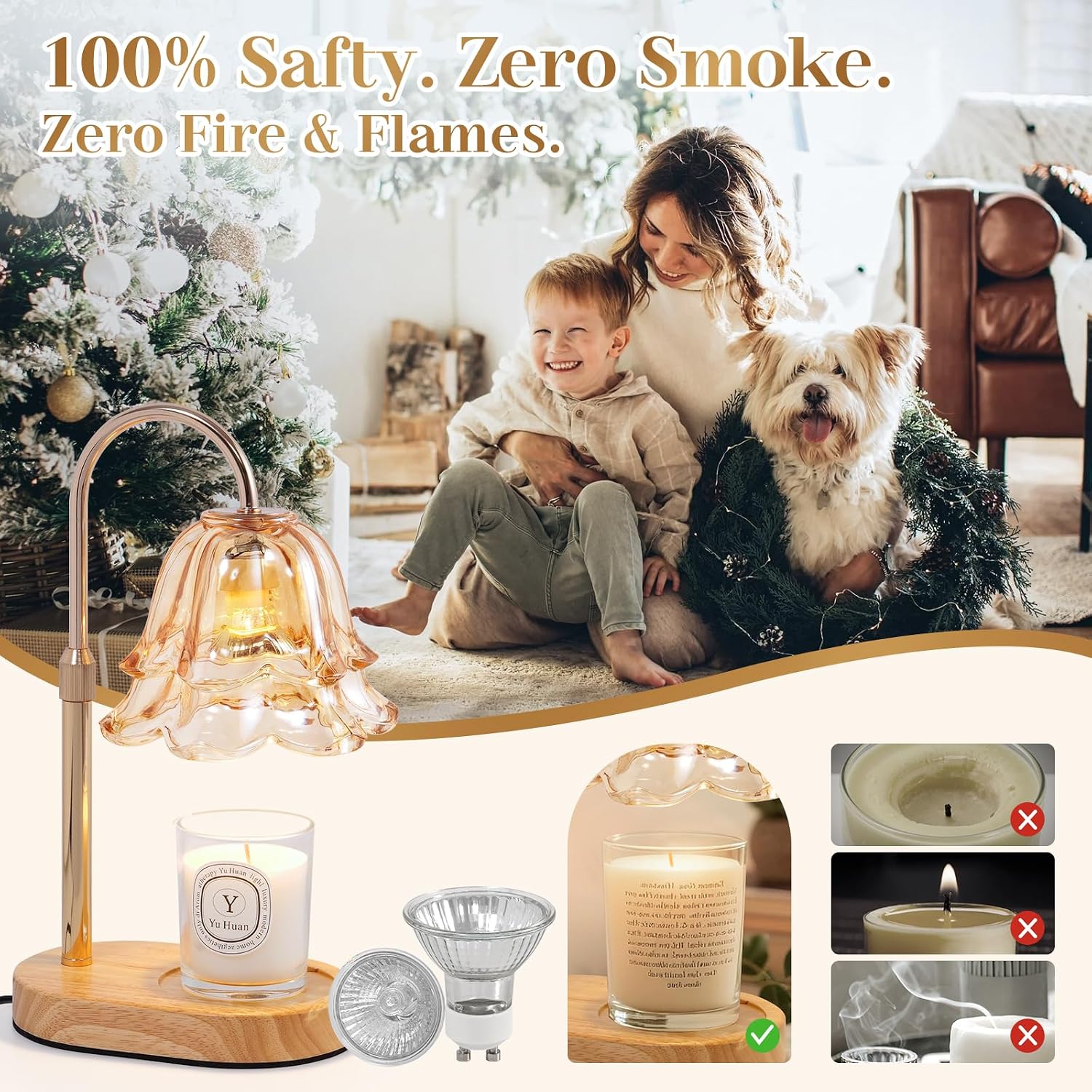 Flower Candle Warmer Lamp with Timer - Dimmable Electric Candle Lamp, Birthday Gifts for Women Mom, House Warming Gifts New Home Decor, Adjustable Wax Wamer Light for Jar Candles