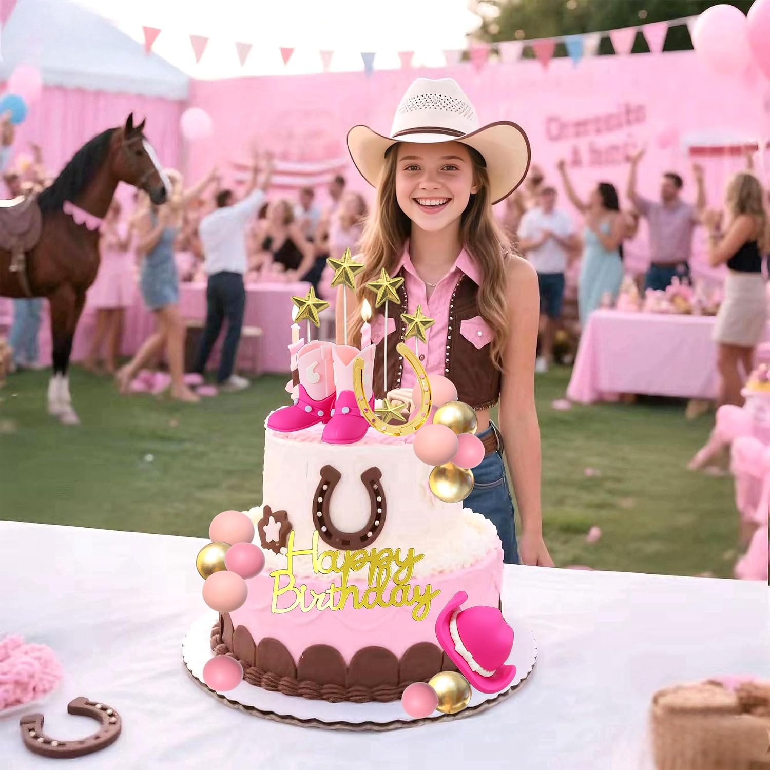 Cowgirl Cake Topper, Tyotrbs 25pcs Cowgirl Cake Decoration Country Girl Cake Topper Cowgirl Boots Cake Decor Cowboy Western Birthday Decor Cowgirls Hat Birthday Party Decor for Western Theme Party