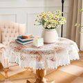 Warm Home Designs 60 Inch Round Tablecloth. Use Small White Tablecloth as Crochet Tablecloth, Coffee Table Cloth, Dresser Cover Top, Table Topper. Rustic Tablecloth for Vintage Kitchen. VTC White 60"