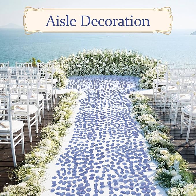 300pcs Dusty Blue Faux Silk Rose Petals - Ideal for Wedding Flower Girl Basket, Aisle Scatter, Dinner Table, Party Decor, and Valentine's Day Romance.