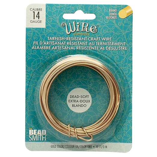 The Beadsmith Wire Elements Craft Wire – Tarnish Resistant, Soft Temper, Round, Rose Gold Color – 1.6mm, 14 Gauge, 10 Foot Spool – Jewelry Making, Wire Wrapping, Floral, & Other DIY Crafts