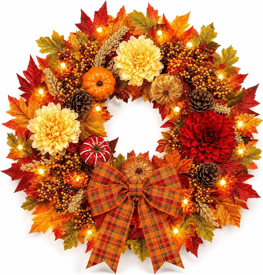 icx 24 inch fall wreaths for front door, main product view