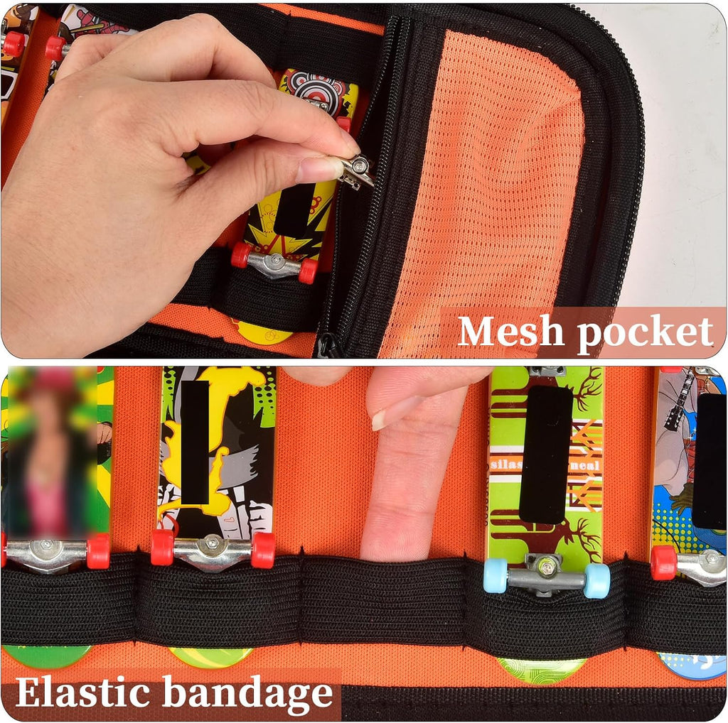 Finger Skateboard Case for TECH DECK Fingerboard Ultra DLX 14 Pack, Element Collectible Mini Skateboards Holder, Kids Toy Storage for Sticker Sheets, Wheels, Tool, Screws and Nut- Box Only, Orange