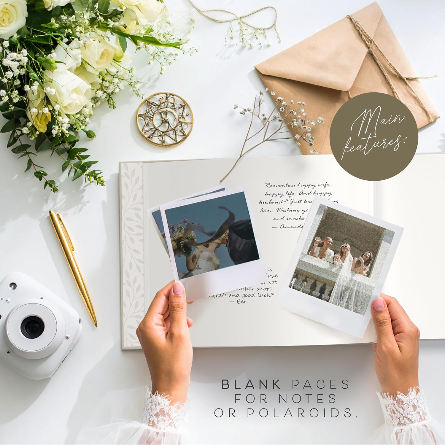 ARTESORI Wedding Guest Book for Reception — Gold-Foiled Ivory Guestbook to Sign in, Elegant Baby Shower Guest Book for Party & Birthday — Photo & Polaroid Guest Book for Wedding & Bridal Shower