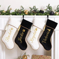 Personalized Christmas Stockings 1 Pack White Black Custom Christmas Stockings with Names Initials 20" Large Velvet Luxury Modern Kids Family Xmas Stocking for Farmhouse Holiday Fireplace