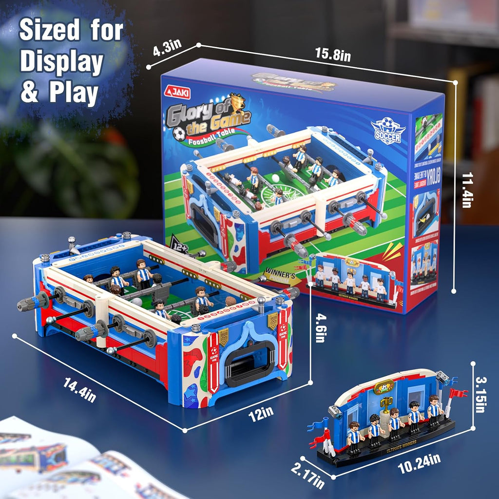soccer mini foosball table game building block set, view 9