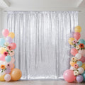 SquarePie Sequin Backdrop Not See Through Thick Background Glitter Curtain Party 7FT x 7FT Silver