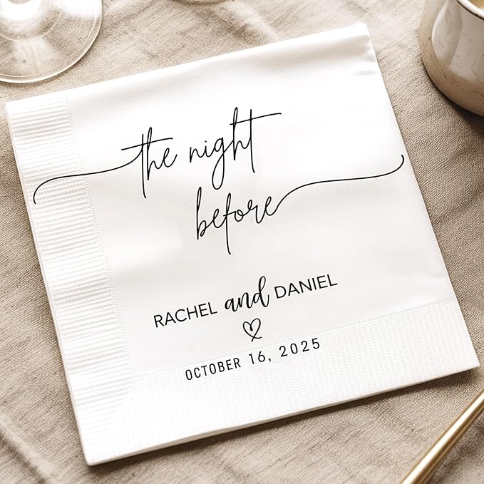 Luxury Personalized Rehearsal Dinner Napkins, Custom Rehearsal Dinner Decor, Bachelorette Napkins, Custom Cocktail Napkin, Beverage Luncheon Cocktail Napkin For Reception, Bridal Shower