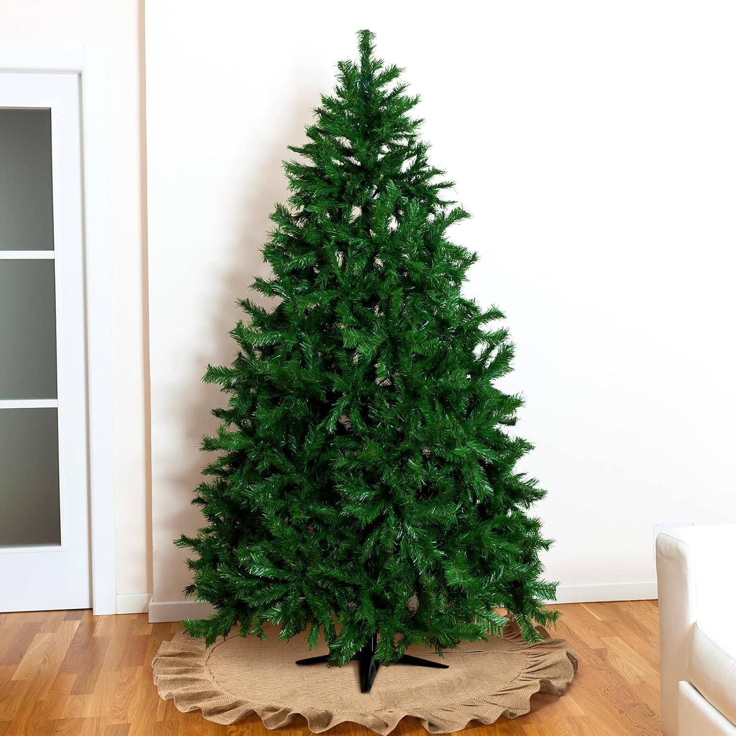 Tatuo 31 Inch Large Christmas Tree Skirt Decorations Fit 3.3~5 ft Xmas Tree Linen Burlap Trees Skirt for Christmas Xmas New Year Party Holiday Family Winter Home Indoor Outdoor Decor (Linen Color)