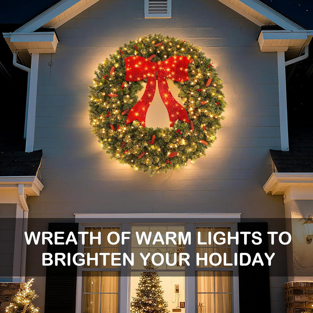 shareconn 48inch large artificial prelit christmas wreath for, package contents