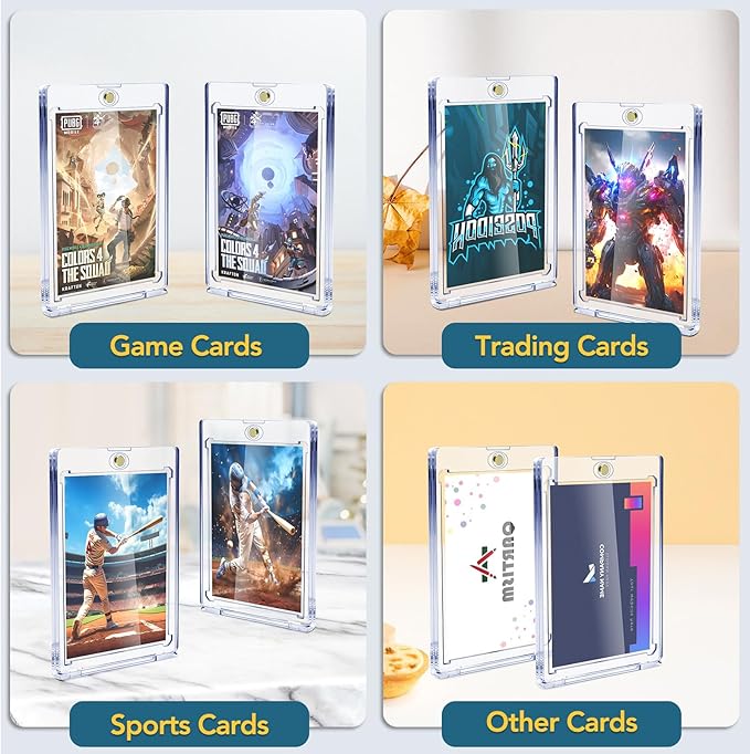 100ct Magnetic Card Holders, Magnetic 35pt One Touch Card Holders, U-V Protection Hard Plastic Display Case for Trading, Sports, Baseball, Football, Game Cards