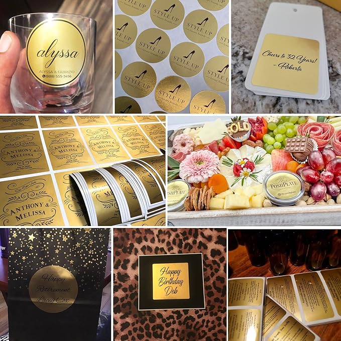 Custom Business Logo Stickers, Personalised Logo Labels - Any Shape, Waterproof, Perfect for Branding & Packaging. Glossy Finish (Golden Lustre)