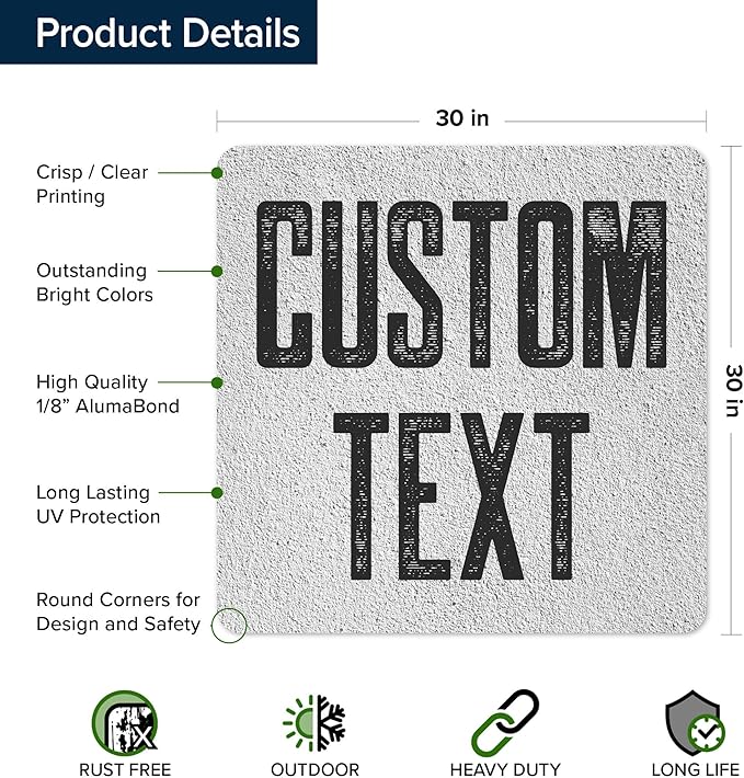 Custom Sign, Custom Street Sign, 11 Font Colors, 13 Font Styles, 4 Hole Options, 22 Sizes, 30x30 Inches, Rust Free DiBound, Fade Resistant, Made in USA by My Sign Center (Concrete)