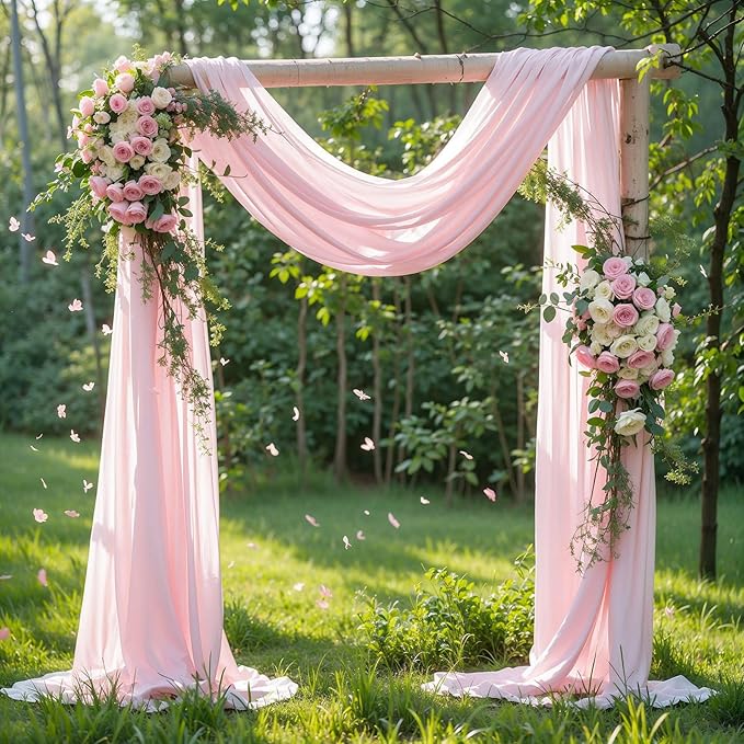Wedding Arch Draping Fabric 1 Panel 18Ft Blush Chiffon Fabric Drapes Arbor Drapery for Wedding Ceremony Reception Swag Decorations