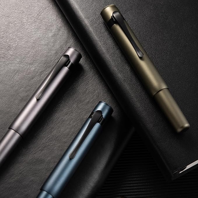Hongdian M2 Black Forest Mini Fountain Pen, Extra Fine Soft Nib & Sleek Shape Aluminium Short Pocket Travel Pen (Space Gray)