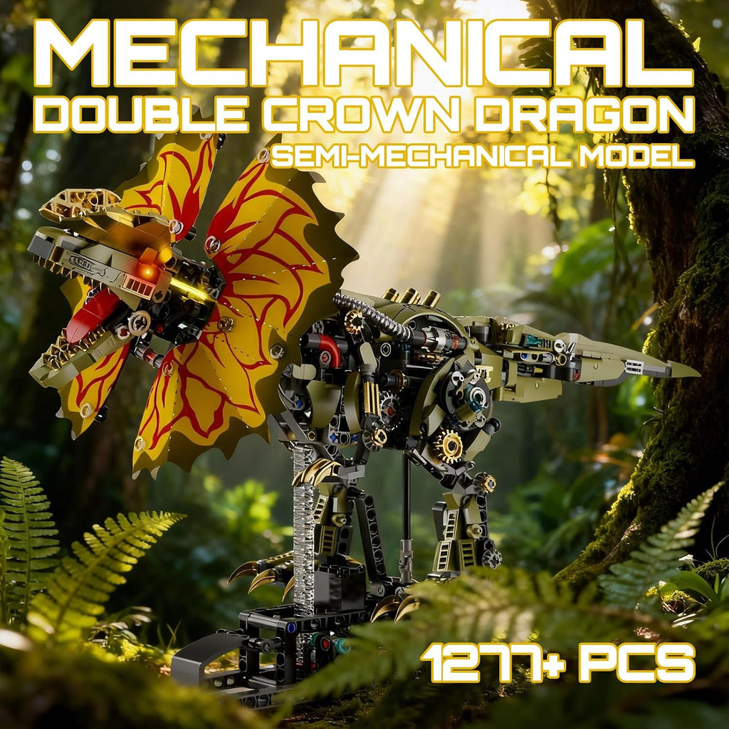 hjplpxh mechanical dilophosaurus building blocks set with led, package contents