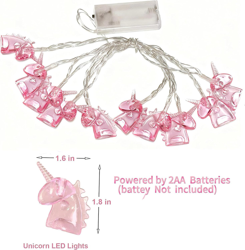 Unicorn Decor String Lights with 10 Pink Unicorn Lights for Kids Bedroom Birthday Party Playhouse Christmas Home Room Decorations