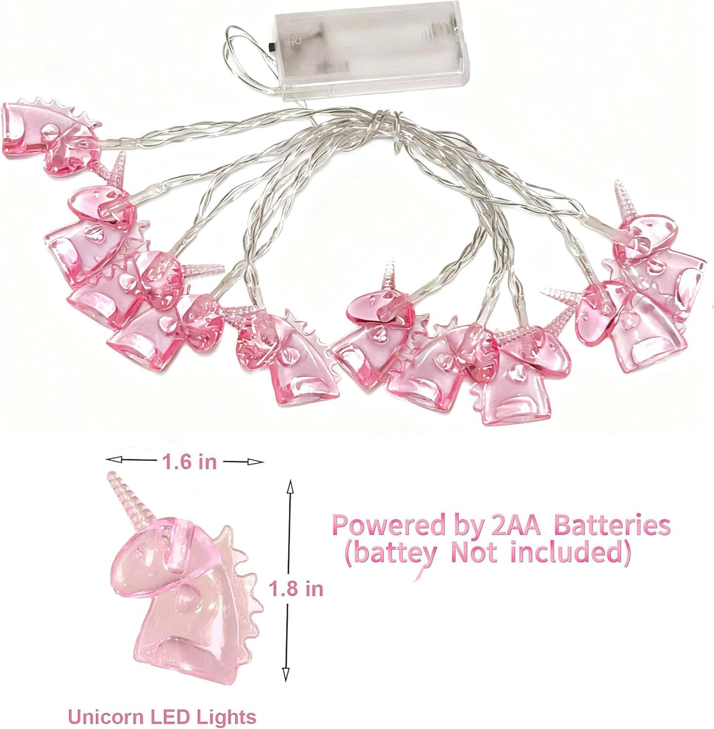 Unicorn Decor String Lights with 10 Pink Unicorn Lights for Kids Bedroom Birthday Party Playhouse Christmas Home Room Decorations