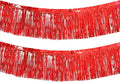 Red Foil Fringe Garland 10FT 2packs, Metallic Foil Tinsel Fringe Banners for Parade Float Decorations Wedding, Birthday Party Graduation (Two Red)