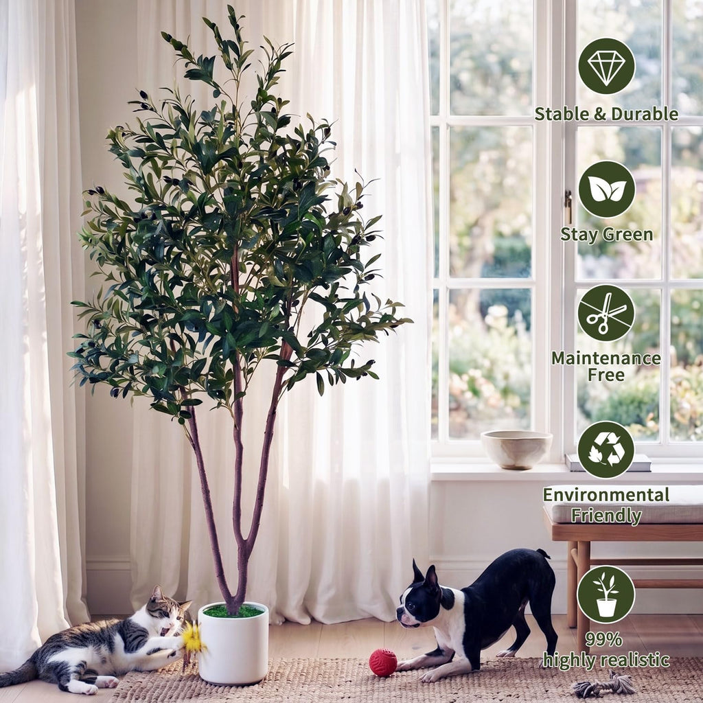 6ft olive tree artificial indoor plant,fake olive tree,lifelike, side view