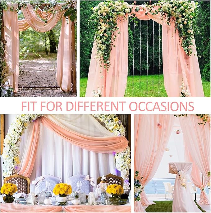 Arch Drapes for Wedding Arch Draping Fabric Blush Sheer Backdrop Curtain for Ceremony Bridal Party Decor 19Ft Length x 28" Width 2 Panel