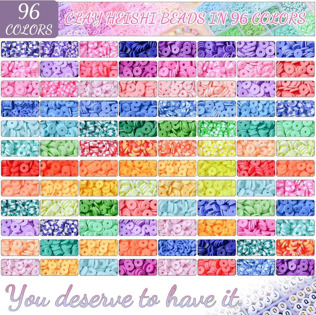 wuzoe friendship bracelet kit, 16888pcs, 96 colors polymer shown in use