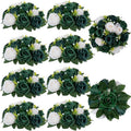 BLOSMON Green Flowers Artificial for Weddings: 10 Pcs Fake Rose Flower Balls for Table Decorations - Fake Silk Kissing Bouquet Floral Arrangement for Home Party Event Decoration