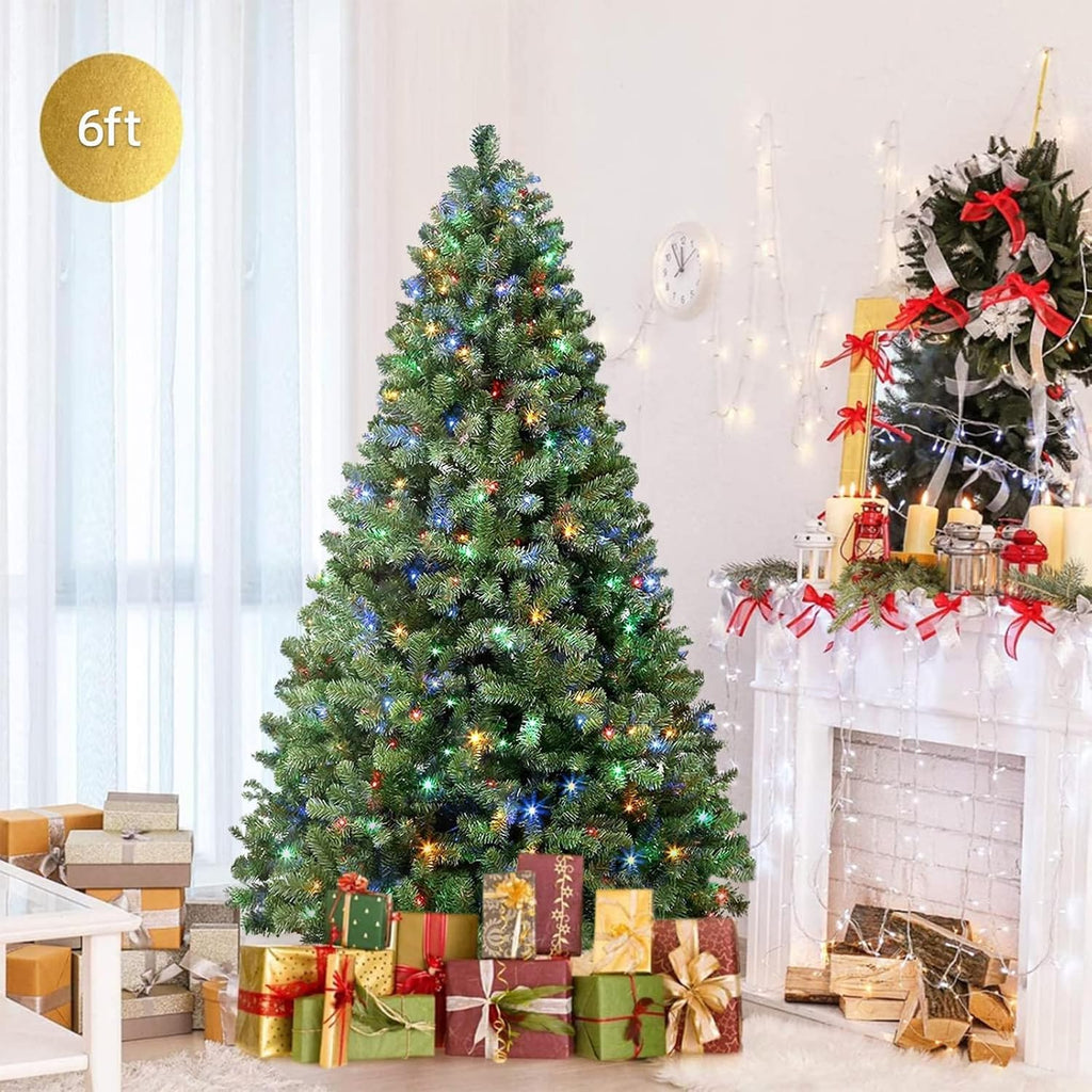 shareconn 6.5ft prelit premium artificial classic spruce christmas on a desk or shelf