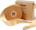 Champagne Satin Ribbon 1-1/2 Inch 50 Yards Double-Faced Polyester Ribbons for Hair Bows Gift Wrapping Crafts Floral Bouquet Wedding Invitations