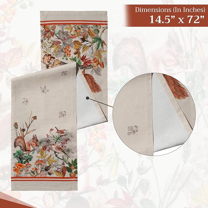 Maison d' Hermine Table Runner 100% Cotton Single Layer Table Runners 72 inches Long for Thanksgiving Christmas Decorations Home Kitchen Dining Party Wedding (Recolte, 14.5" x 72")
