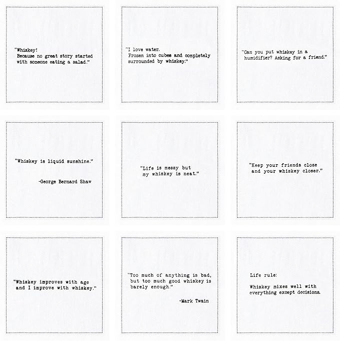 FIVE STAR NAPKINS Whiskey Quotes Cotton Cocktail Napkins, Beverage Napkin, Bar Party Small Napkins,Napkins for Events,Holidays,Weddings,Parties 4.5''x4.5''-Single Use(50x) Disposable