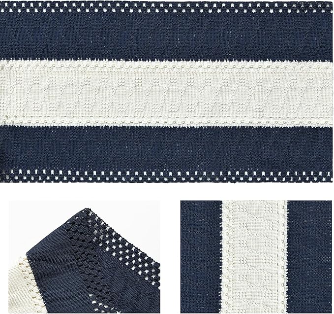 Artoid Mode Dark Blue Farmhouse Rustic Table Runner, Seasonal Hollow Kitchen Dining Table Decoration for Home Party Decor 12x120 Inch
