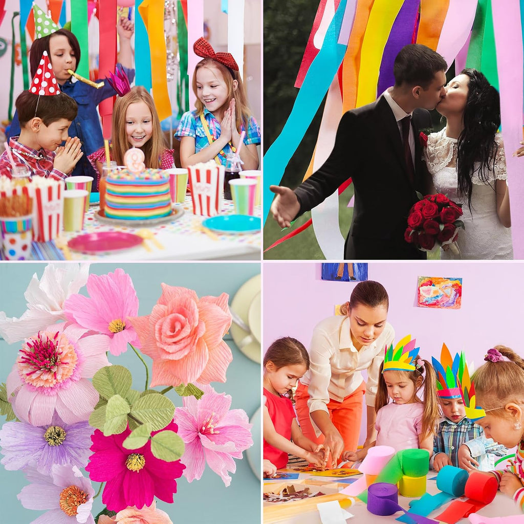 Berlune 48 Rolls Crepe Paper Streamers Rainbow Streamers Party Decoration for Birthday Party Wedding Ceremony Baby Shower DIY Crafts(Assorted Colors)