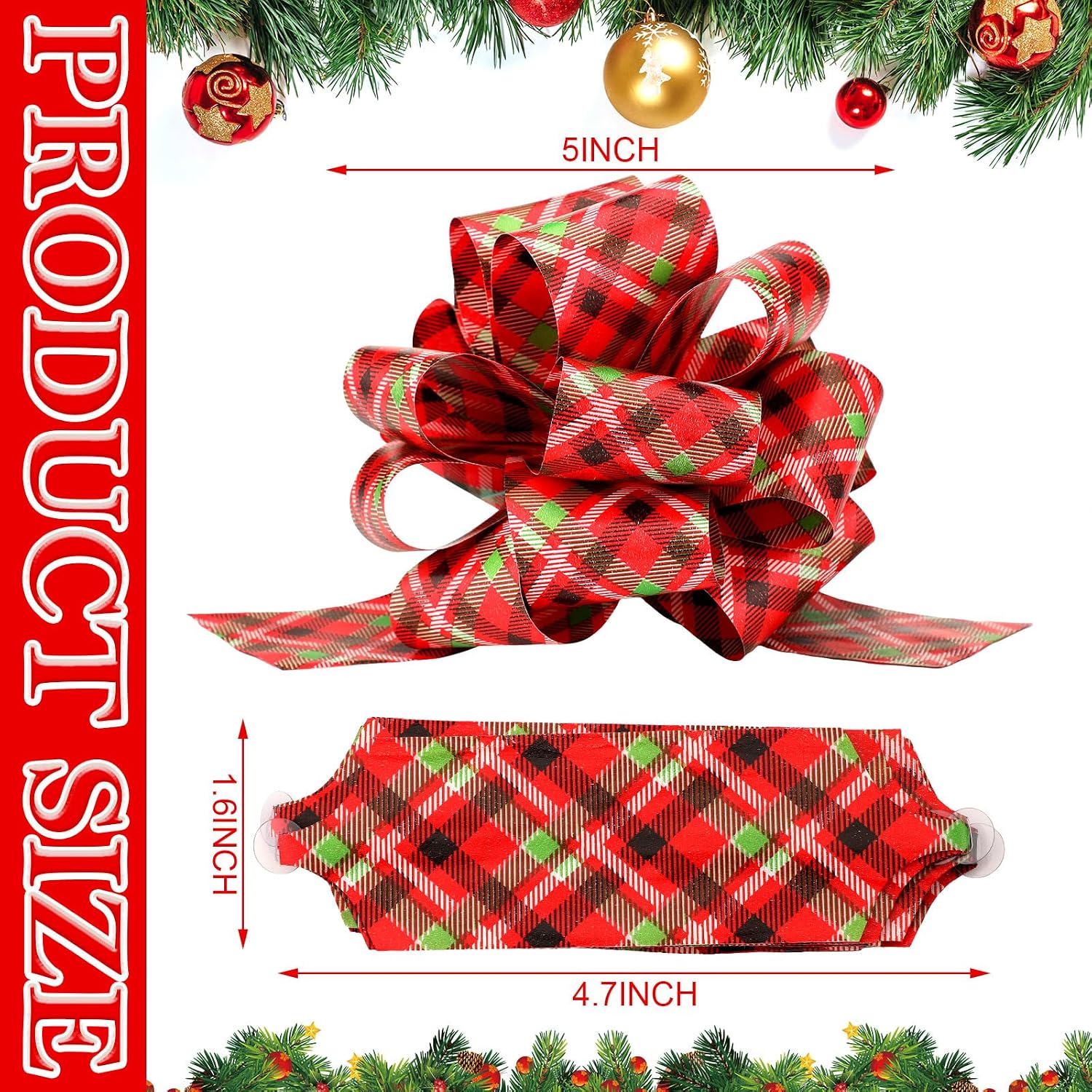 50 Pcs Christmas Pull Bows Gift Wrapping 5 Inch Pull Wrapping Bows for Christmas Tree Decoration Gifts Florist Bouquet Baskets Wreath Decor Easy to Assemble(Classic)